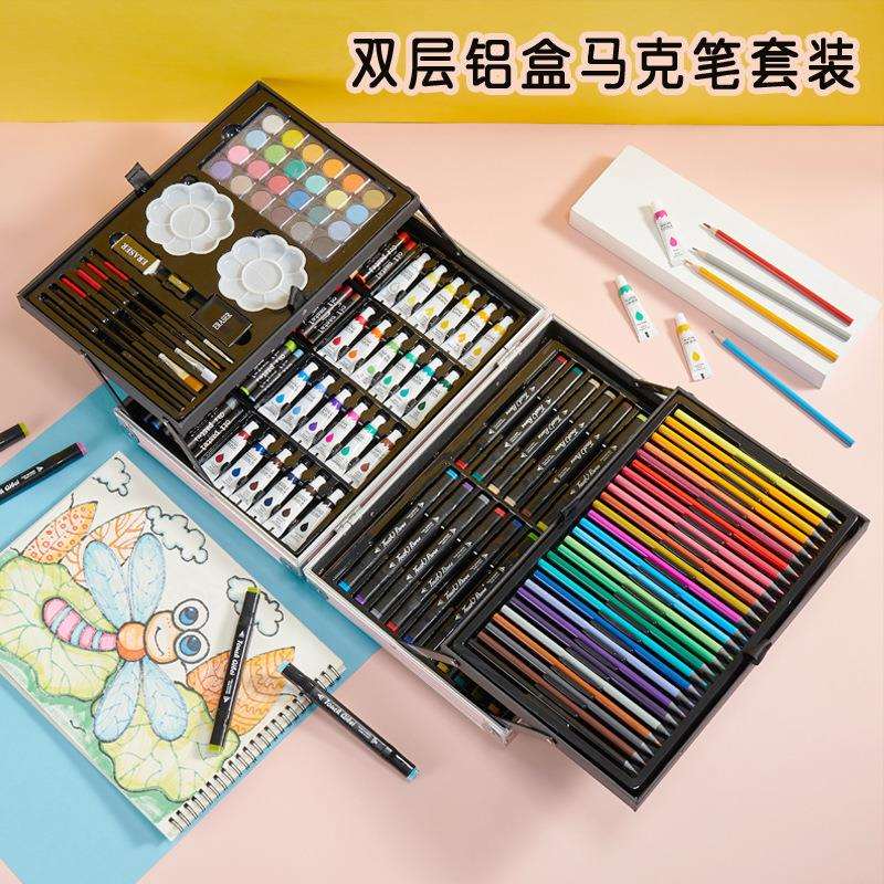 145画笔蜡笔绘画套装儿童画笔套装小学生画画学习用品 水彩笔套装