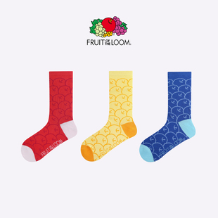 「鲜果布衣·原创印花」冬季 男女休闲印花运动潮流透气棉袜子 新品