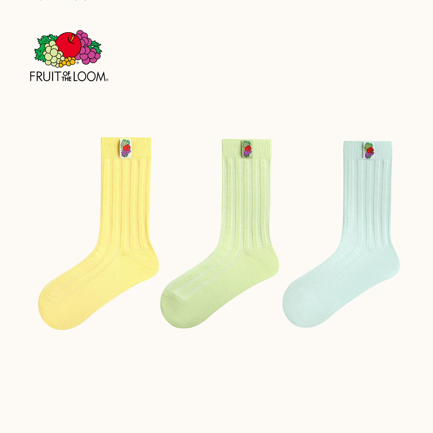 「鲜果布衣·春季出游」新款男女春季休闲潮流纯色学院中筒棉袜子