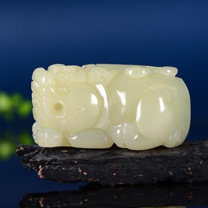 厂家阿富汗玉貔貅手把件男款立体皮休把件青黄玉小摆件