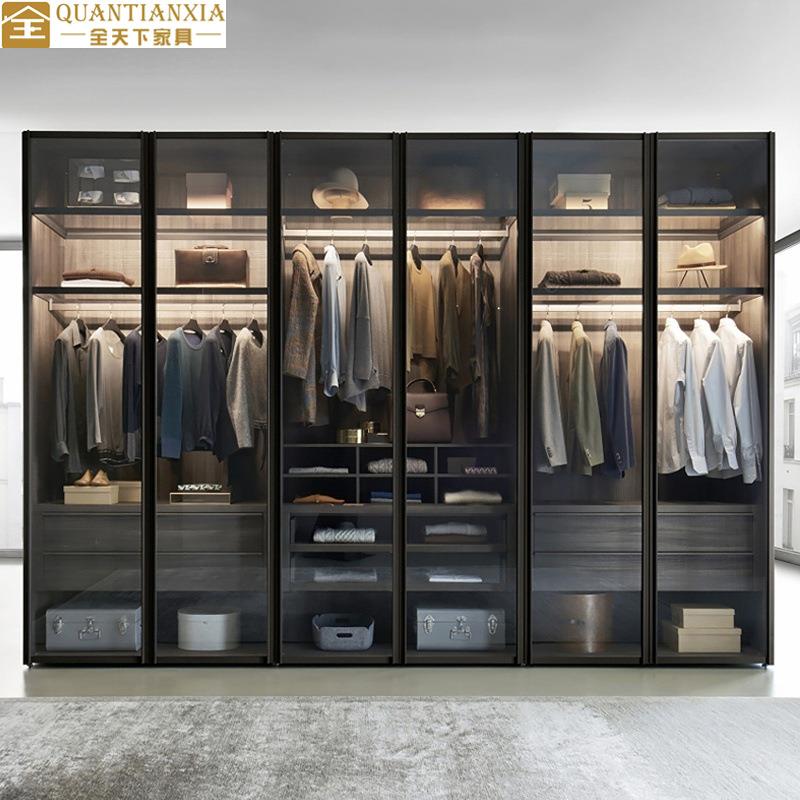 成都源头厂家衣帽间衣柜卧室整体玻璃门走入式全屋家具新中式衣柜