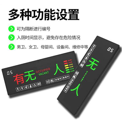 慧厕所系统led有人无人显示屏坑位发光灯公厕卫生间感应器