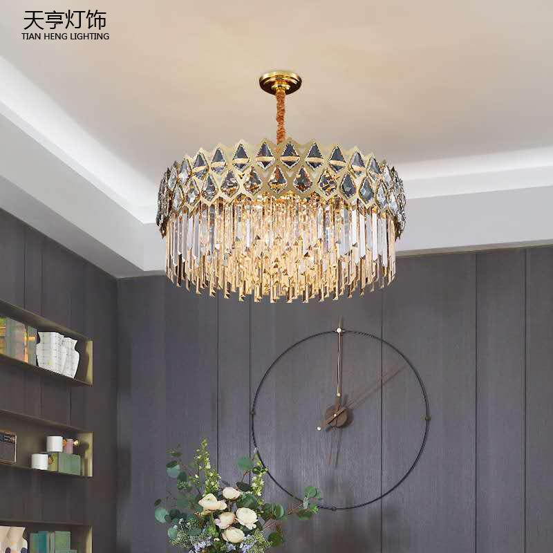 天亨轻奢水晶吊灯铁艺客厅吊灯后现代简约样板房间餐厅卧室灯饰