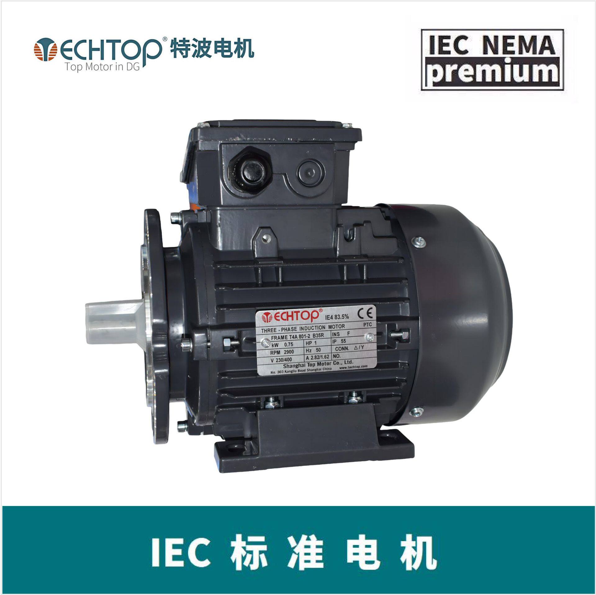 ECHTOP特波出口欧洲IEC标准铝壳电机欧盟CE/EAC认证TA132S2-2