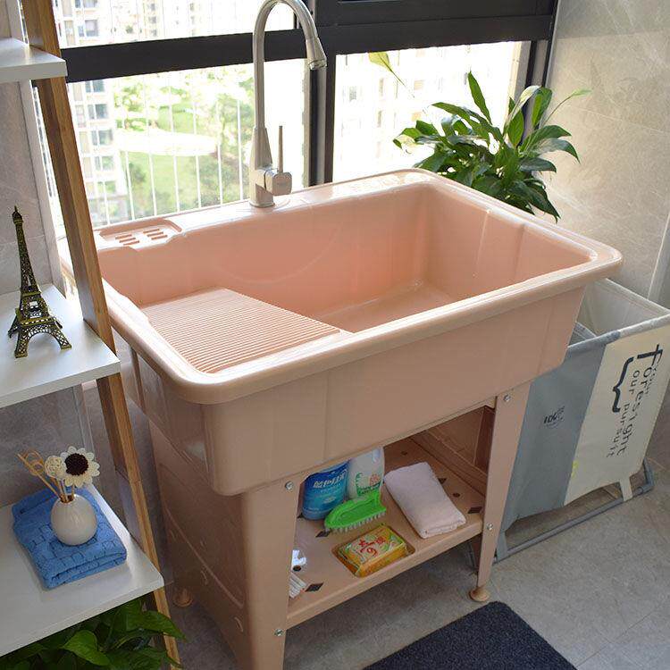 3Y洗衣池阳台洗衣盆带搓板洗衣槽搓衣板水池加厚塑料仿大理石色家