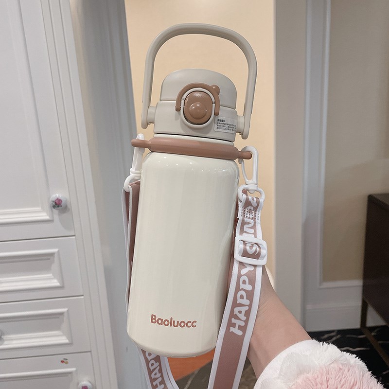 316不锈钢保温杯学生便携随行带吸管水杯女士保冷杯子.男运动水壶