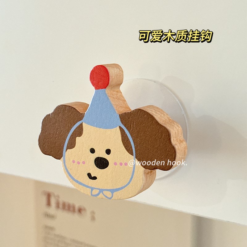 可爱木制挂钩强力粘胶免打孔强力承重厨房墙N壁挂钩无痕粘钩挂衣