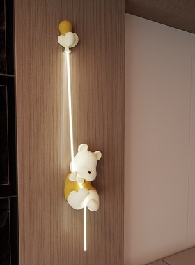 奶油风高级卧室床头灯法式创意电视背景墙卡通熊装饰壁灯2.024新