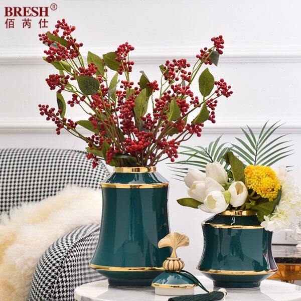 轻奢时尚陶瓷储物罐摆件客厅电视柜水培养花瓶干花欧式家居装饰品