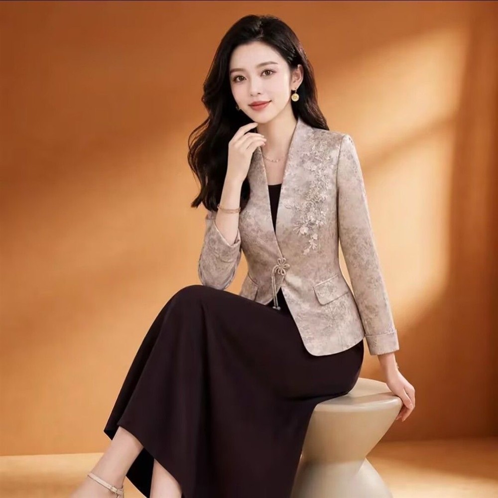 妈妈礼服连衣裙两件套外套裙子女2026新款中老年女装高档喜婆婆裙