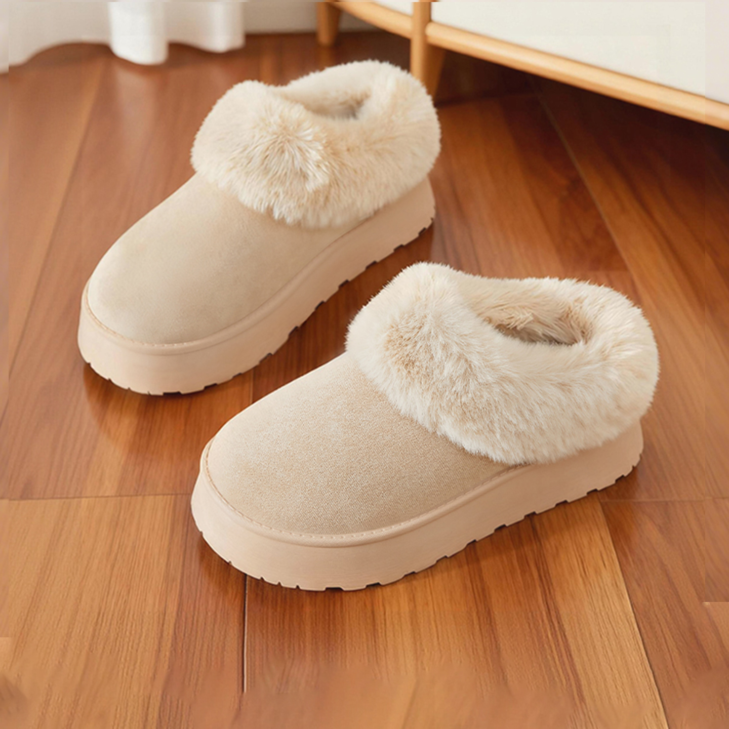 新款雪地靴女鞋冬季加绒加厚保暖一脚蹬防滑厚底棉鞋软底舒适棉靴