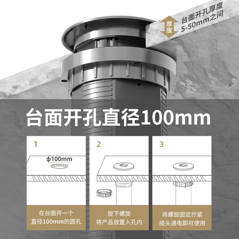 智能电动升降厨房桌面桌洞嵌入式隐藏安装无线充电快充多功能插座