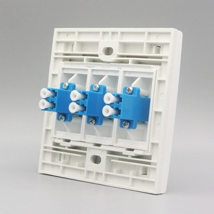 86型3位LC光纤直插面板3个光纤插座法兰盘光纤耦合器对接墙壁插座