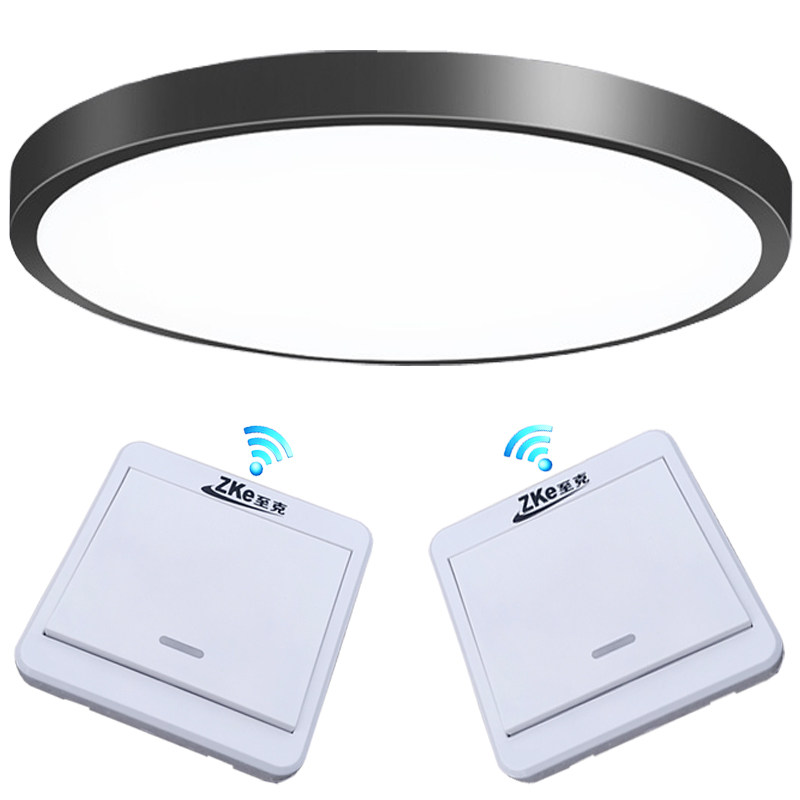 LED吸顶灯免布线无线遥控开关超薄客厅卧室走廊过道儿童三色灯泡