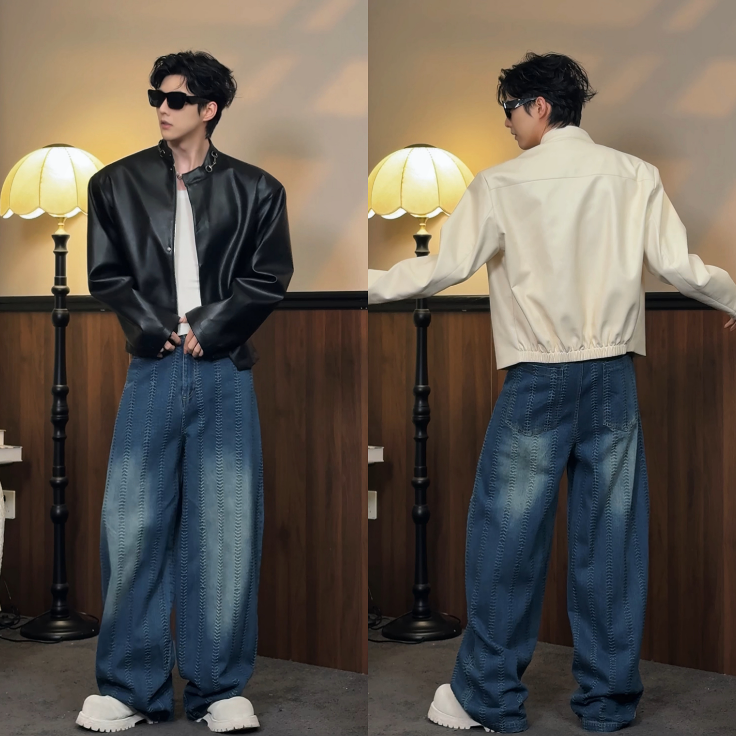 劲爆者攻略春季新款美式复古风潮流痞帅立领拉链机车夹克百搭外套