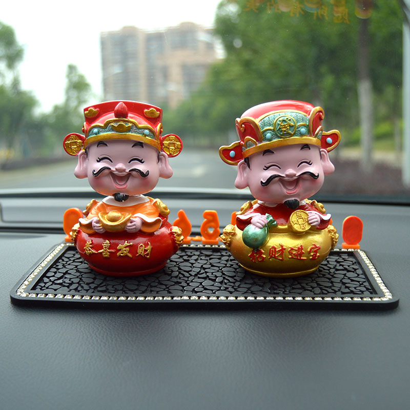 汽车用挪车牌临时停车号码牌手机电话牌创意摇头财神爷摆件装饰品