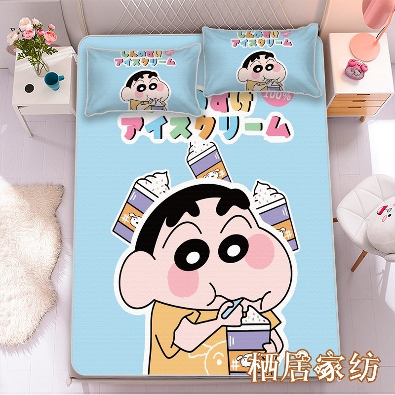 蜡笔小新日式卡通夏季冰丝席卧室优选空调席子学生宿舍凉席可机洗