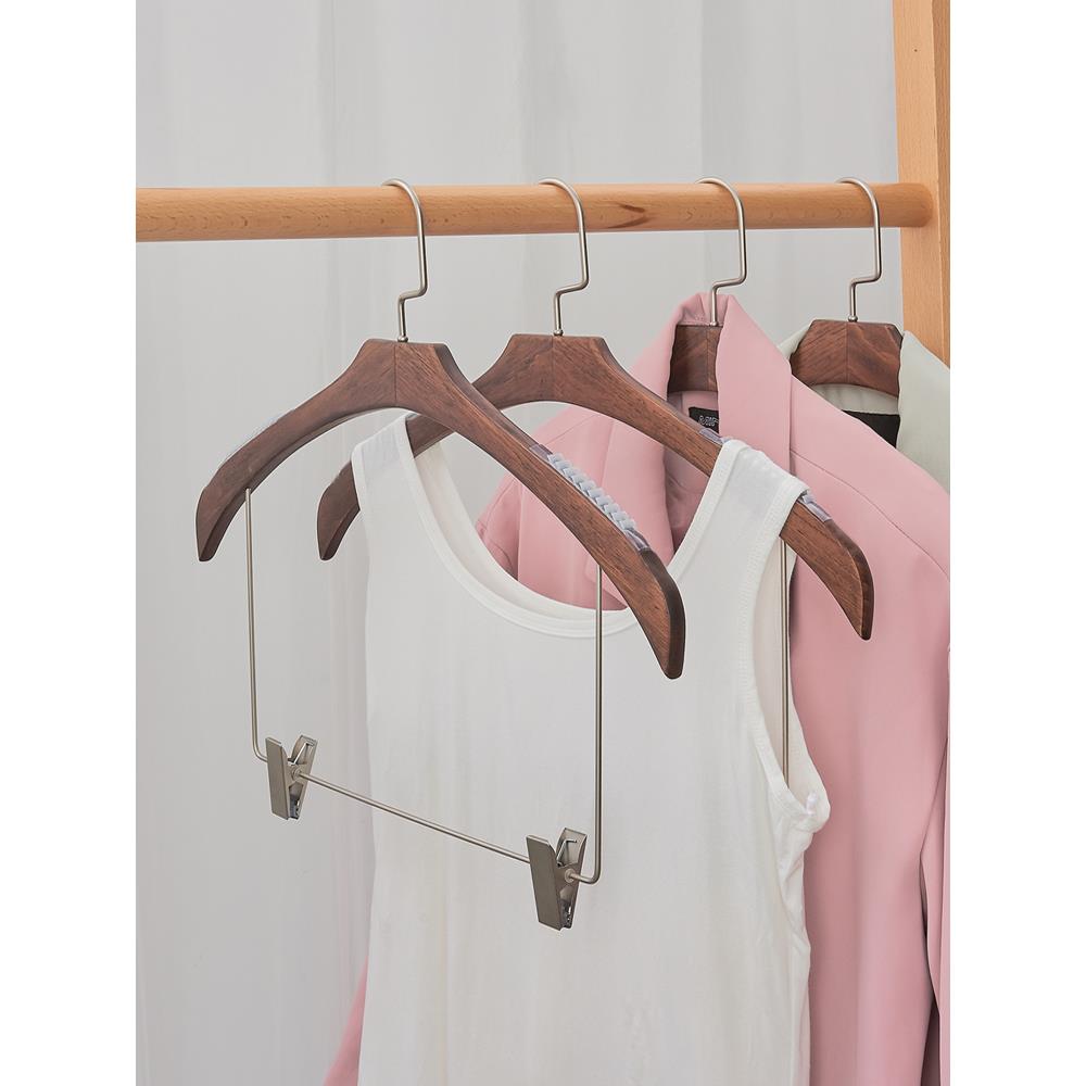 实木套装搭配衣架挂汉服马面衣挂连体带夹一体衣服挂架家用JK服挂