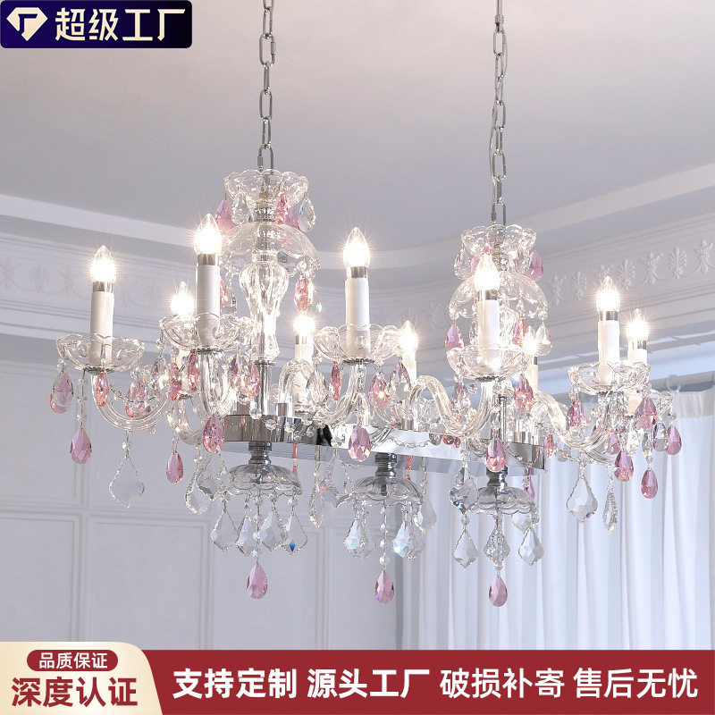 法式浪漫长形水晶餐厅吊灯