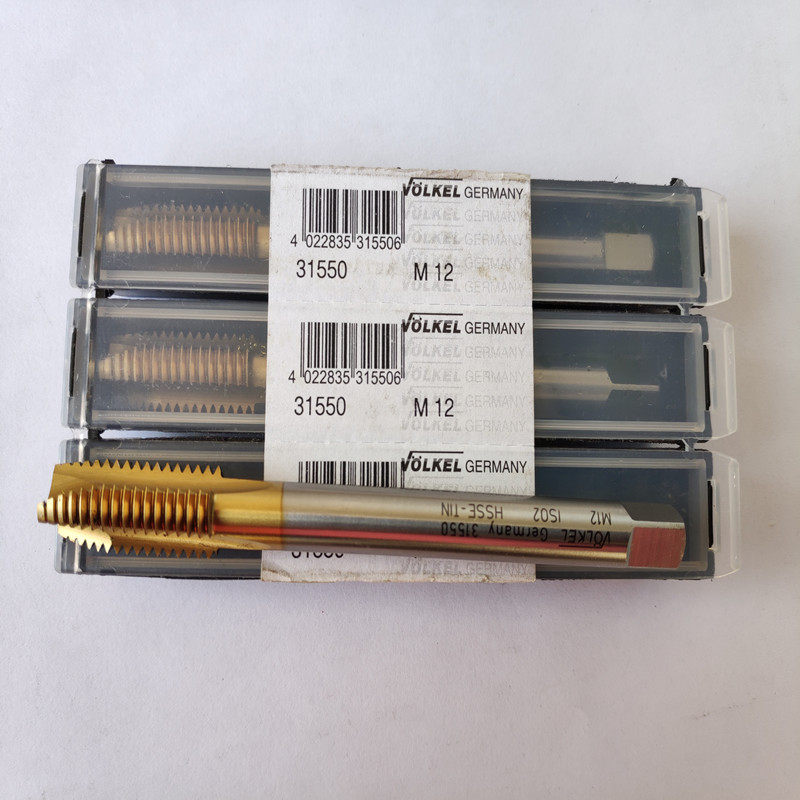 德国volkel进口全磨制机用螺尖丝锥HSS-E含钴先端金色TiN涂层