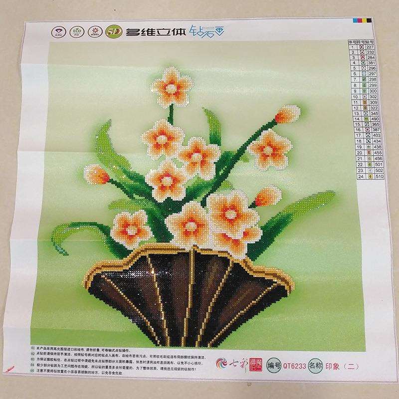 5D钻石画成品图清新小花非满钻纯手工贴十字绣现货大量出售亚马逊