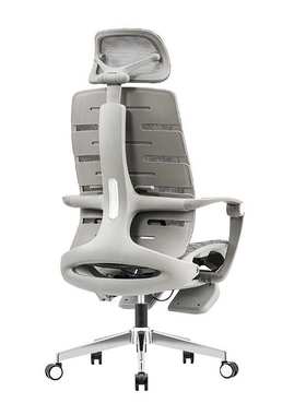 迪欧商用灰色网布工作电脑椅可躺午休人体工学椅子办公护腰办公椅