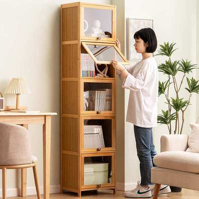 书架置物架落地书柜子家用儿童收纳储物柜靠墙边客厅多层简易实木