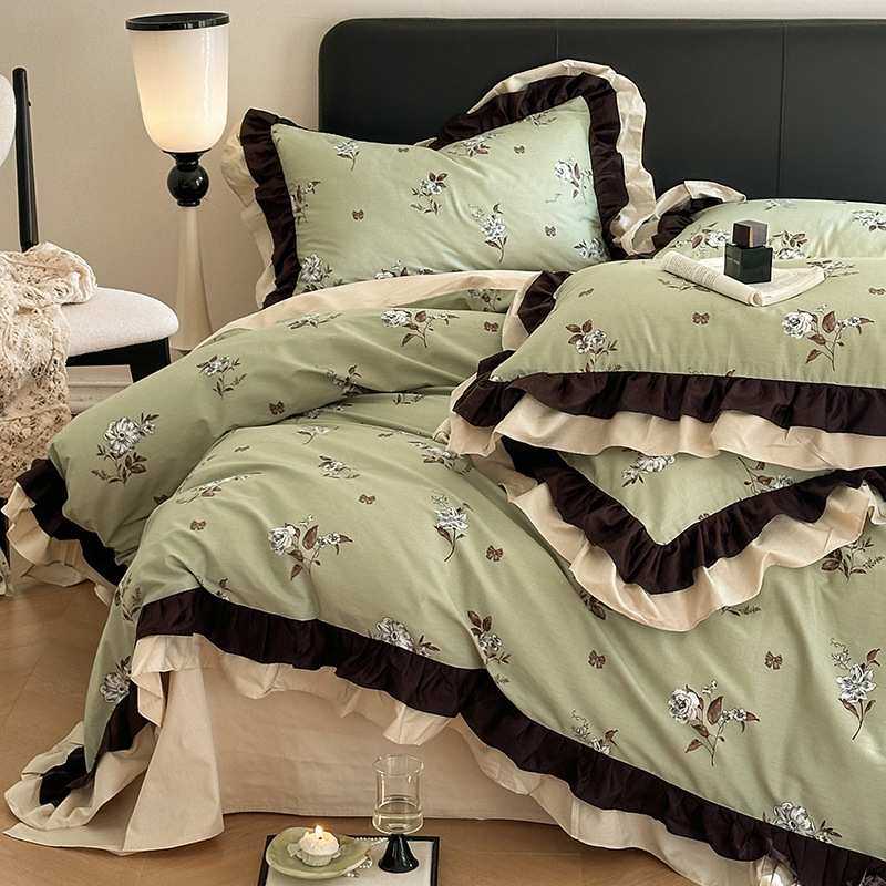 A类公主风法式浪漫纯棉四件套全棉高档复古床单被套三件套床上用P
