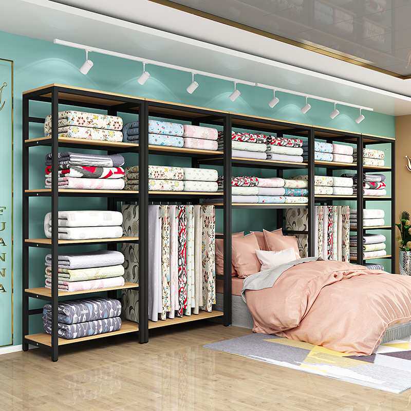 家纺店货架展示架床上用品四件套被芯架布料枕头架子窗帘多层货架