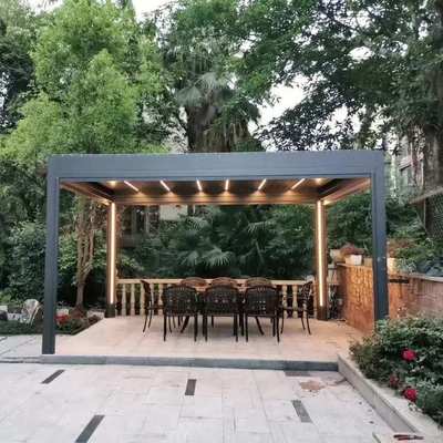 电动智能凉亭 户外遮阳防雨阳光房别墅花园铝合金百叶翻转亭子