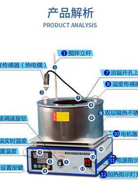 东晟 集热式磁力搅拌器实验室智能数显恒温油水两用浴锅DF101S