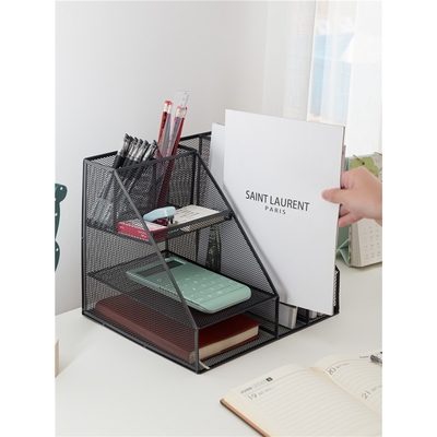 文件收纳文件框立式芳素资料架金属文件架置物书立办公室桌面铁艺