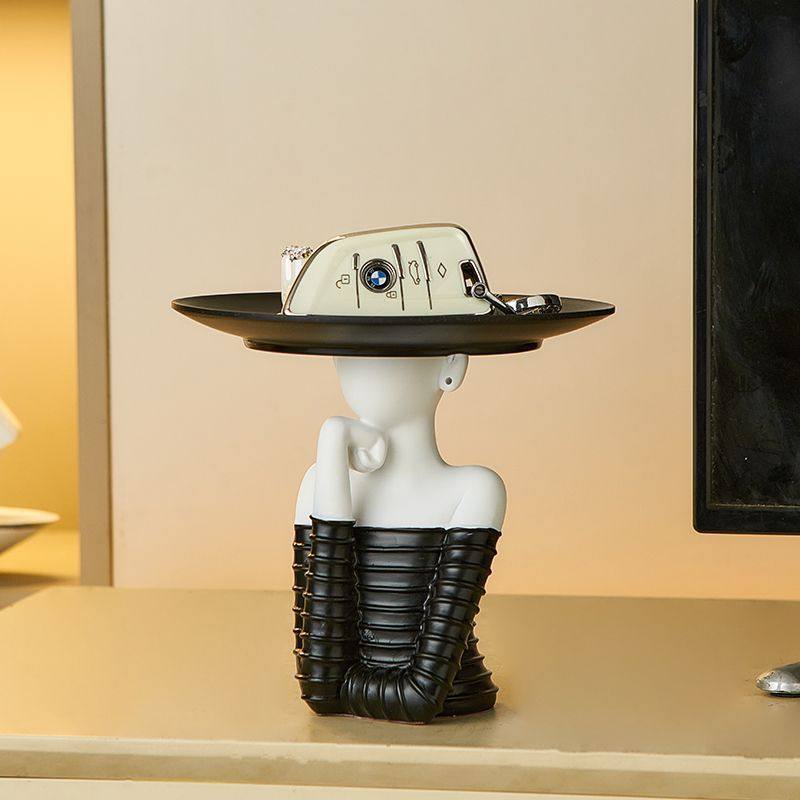 轻奢艺术抽象入户玄关摆件钥匙收纳高级托盘客厅电视柜家居装饰品,收纳整理,钥匙收纳盒,淘宝优惠券,粉丝福利购,淘宝优惠卷