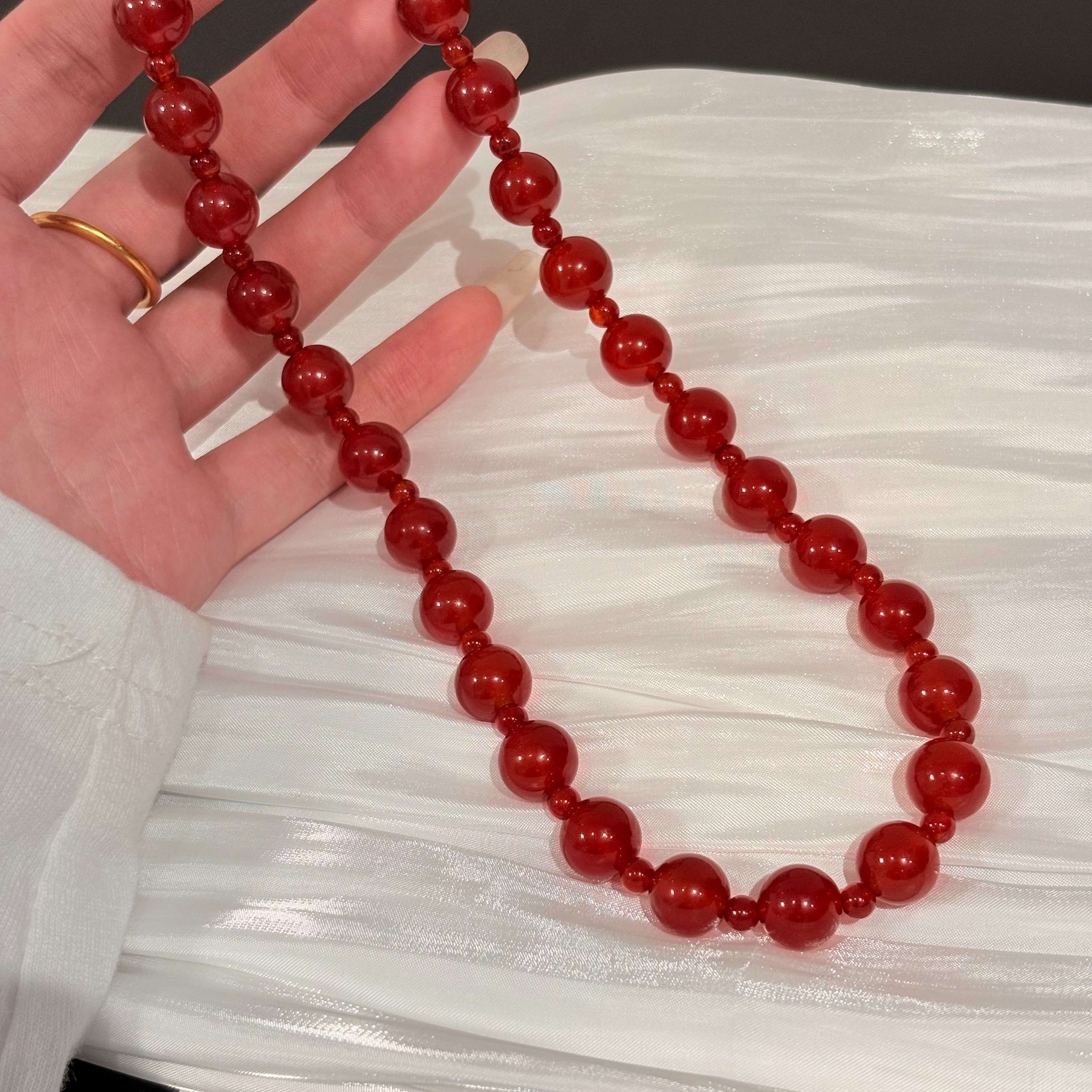 小晶灵【赵露思许妍同款】天然红玛瑙女款水晶手串手链本命年正品