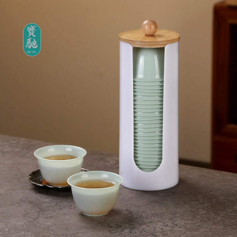 一次性功夫茶杯硬质加厚精致航空小号喝茶品茶杯子带杯架白酒小杯