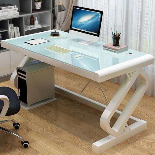 简约现代经济型书桌家用卧室客厅电脑台式桌家用简易钢化玻璃电脑