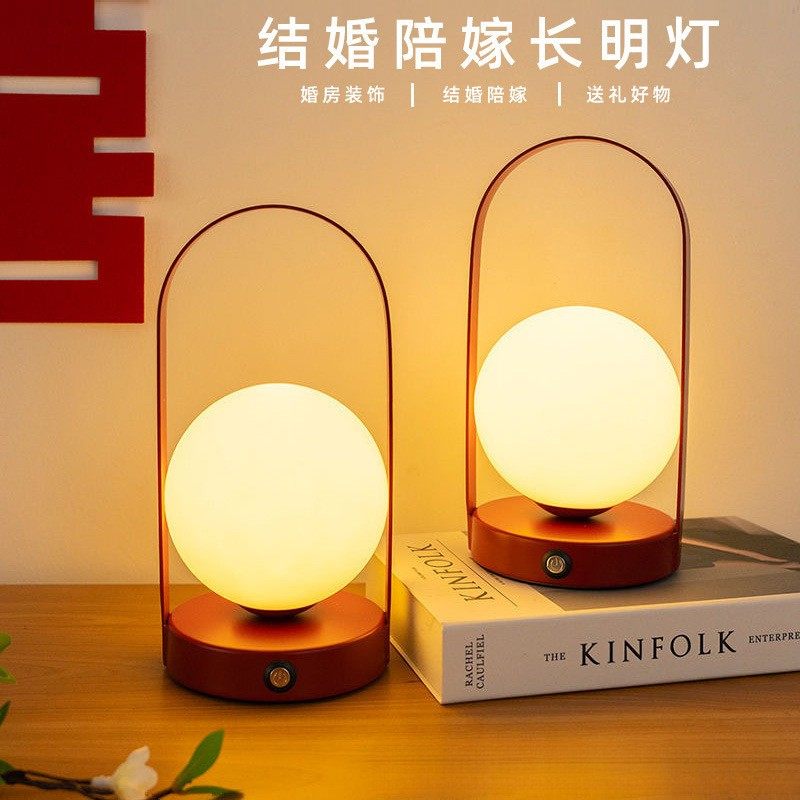 结婚台灯卧室床头灯婚房陪嫁灯婚庆红色长明灯一对新婚送新人