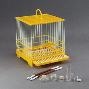 绣眼鸟笼抽屉式塑钢板笼塑料加密鸟笼黄雀玻璃钢黄雀方笼洗澡白绿