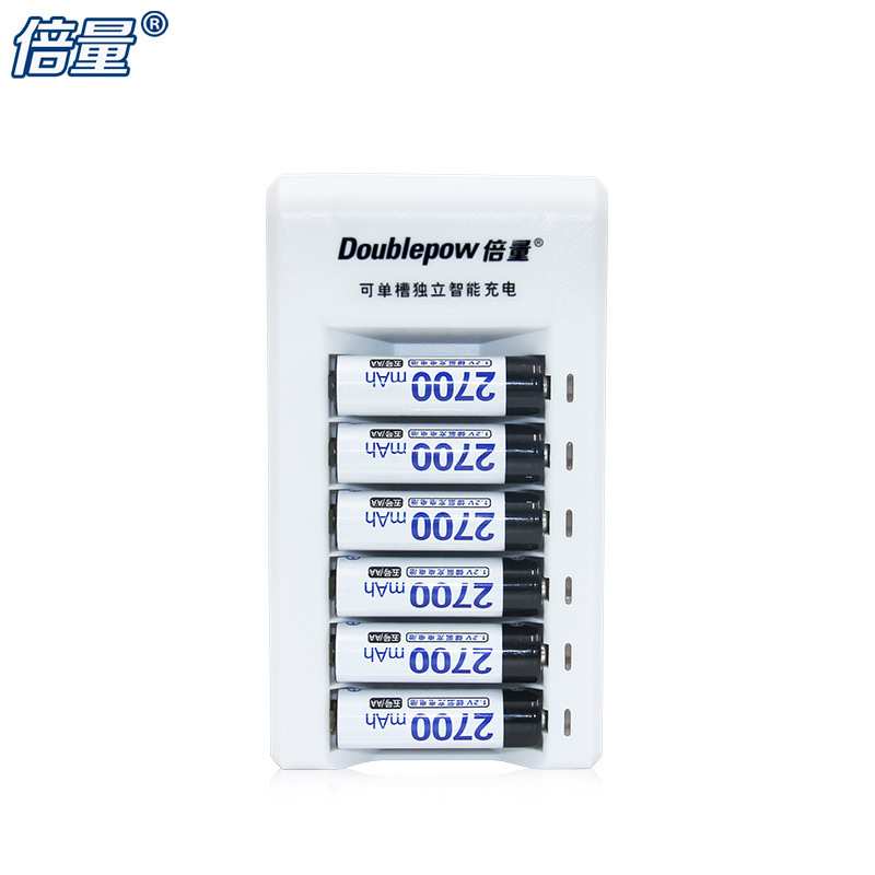 倍量1.2V充电电池套装6槽智能充电器套装配6节5号2700AA电池