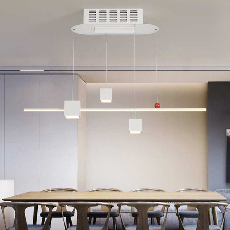 冷暖调节无叶风扇灯现代简约餐吊灯风扇灯智能隐形扇叶餐厅风扇灯