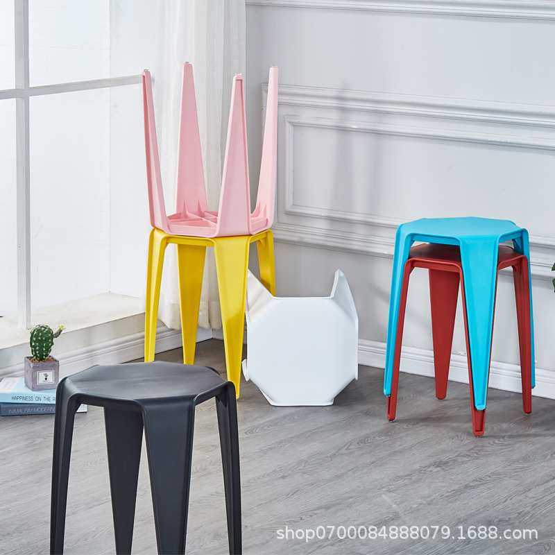 家用凳子加厚塑料可叠放摞叠餐桌板凳风车凳高圆凳胶凳子简约椅子