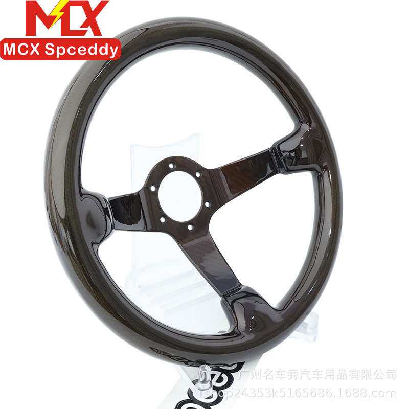 跨境热销赛车竞技大凹方向盘干碳碳纤维快拆方向盘通用14英寸