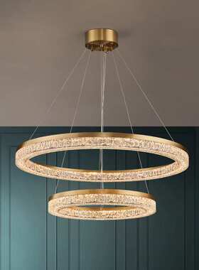轻奢风格卧室圆环圈吊灯 样板间客厅酒店餐厅LED装饰灯具中山厂家