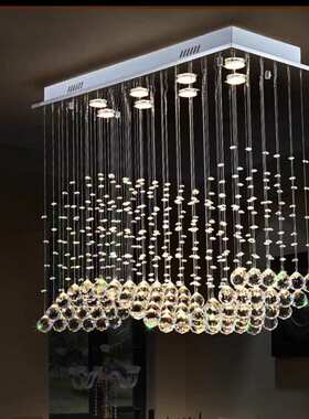 餐厅客厅吊灯长方形时尚现代卧室LED吸顶灯饰亚马逊客厅水晶吊灯