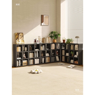 格子柜自由组合钢制书架落地客厅儿童书柜储物柜矮柜子展示柜靠墙