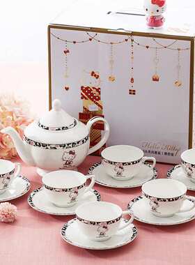 Hellokitty日式家用泡茶陶瓷茶具套装轻奢下午茶陶瓷13件套G