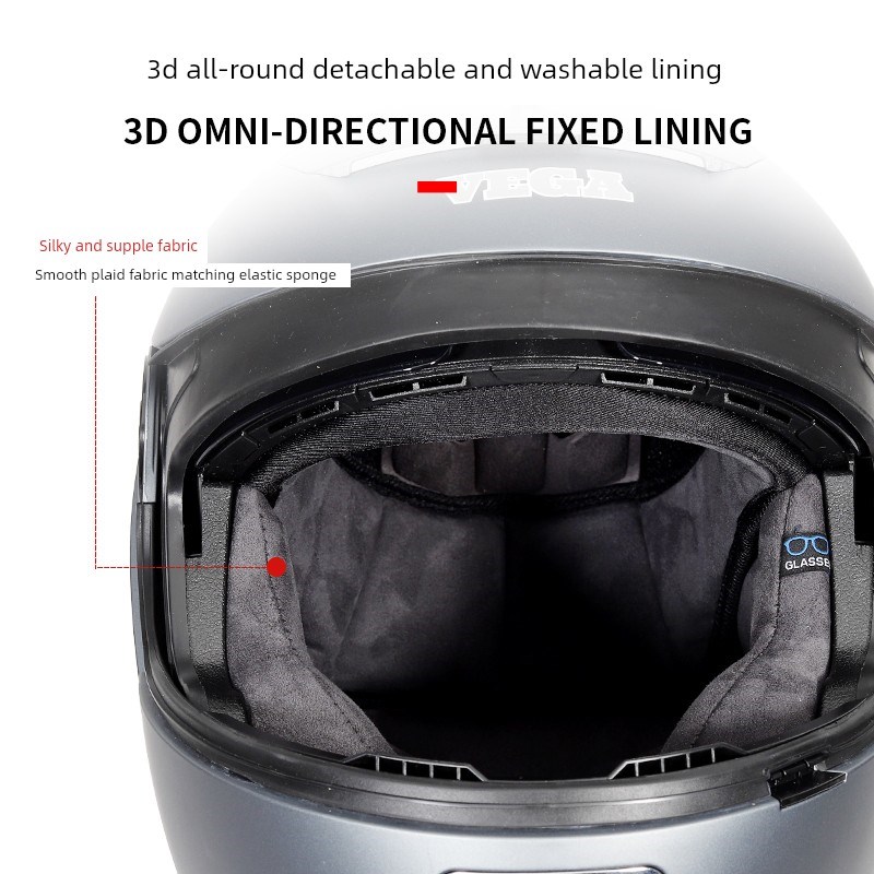 VEGA覆古揭面头盔巡航哈雷摩托车全盔男女机车双镜四季通用3C