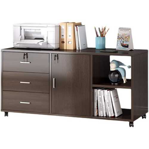 办公柜桌下文件柜木质边柜带锁办公室柜子打印机抽屉柜储物柜矮柜