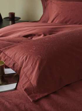 婚庆A类全棉水洗棉提花红色结婚床上四件套纯棉床单婚嫁喜被床品4