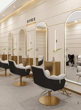 理发店网红镜子挂墙美发镜台单面带灯镜壁挂式发廊LED镜专用智能